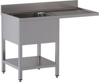 Diamond L1411/VD-SD1 Spoeltafel met 1 kuip en 1 afdruipblad rechts, met onderlegplank en ruimte voor vaatwasser