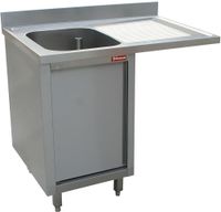 Diamond Spoeltafel met 1 Kuip, Druipvlak Rechts, op Kast met 1 Draaideur en Ruimte voor Vaatwas - L1411VD-AS-D