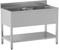 Diamond L1421/D-SX3 Spoeltafel 2 kuipen met onderlegplank