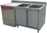 Geheel spoelbak/vaatwasser | Spoeltafel rechts met schuifdeuren | 50 x 50 cm mand | Active wash | L1621VS-AS+D86/6 | Diamond