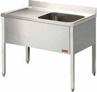 Diamond Spoeltafel met 1 Kuip, 1 Links Druipvlak, met Onderstel - L1210S/6-KD-D