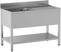 Diamond L1211/6D-SD2 Spoeltafel met 1 kuip en 1 afdruipblad rechts, met onderlegplank