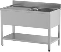 Diamond L1211/6D-SS2 Spoeltafel met 1 kuip en 1 afdruipblad links, met onderlegplank