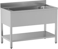 Diamond LB1611/D-SX5 Spoeltafel met 1 kuip 1400x500xh350, met onderlegplank