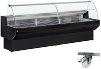Diamond ML15/B5-R2 C4R-SPEC Gekoelde vitrinetoonbank met gebogen ruiten, met reserve - ZWART + Optie: Structuur op 4 wielen, waarvan 2 met rem