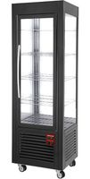 Panoramische Koelvitrine geforceerd | 360L, 5 Roosters | R290, milieuvriendelijk | +2°C / +10°C | Zwart | SNE/GN-B7-R2