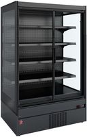 Diamond Gekoeld Wandmeubel, Glazen Zijkanten, Zelfbediening, Klapdeuren - Zwarte Decoratie - SCM26-C5