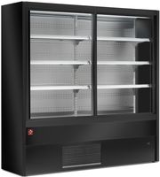 Diamond Gekoeld Wandmeubel, Geventileerd met Glazen Schuifdeuren - ZWART - PD15/B5-R2C