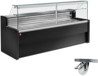 Diamond RO30/B5R2 C4RHL-SPEC Gekoelde vitrinetoonbank met rechte ruit 90°, met reserve - ZWART + Optie: Structuur op 4 wielen, waarvan 2 met rem