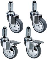 Diamond RS10S4-SA1 Set van 4 verchroomde wielen Ø 100 (2 met rem)