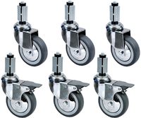 Diamond RS10S6-SA1 Set van 6 verchroomde wielen Ø 100 (3 met rem)