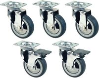 Diamond RS10V5-SA2 Set van 5 verchroomde wielen Ø 100 voor kast (2 met rem)