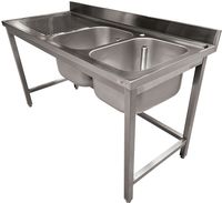 Diverso By Diamond RVS Spoeltafel ECO met 2 Kuipen en Links Druipvlak, Zonder Onderblad - WR-C2E1-6G