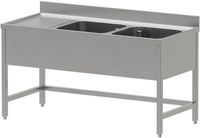 Diverso by Diamond WR-C2E1-DS6 RVS spoeltafel ECO met 2 kuipen en links druipvlak, zonder onderlegplank