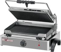 Diverso By Diamond Elektrische Panini Grill MEDIUM, Geribde Platen - WR-GRPN-43