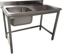 Diverso By Diamond RVS Spoeltafel ECO met 1 Kuip en Rechts Druipvlak, Zonder Onderblad - WR-E1C1-4D