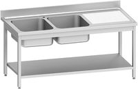 Diverso by Diamond WR-E1C2-6DS RVS spoeltafel ECO met 2 kuipen en rechts druipvlak, met onderblad