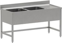 Diverso by Diamond WR-E1C2-DD6 RVS spoeltafel ECO met 2 kuipen en rechts druipvlak, zonder onderlegplank