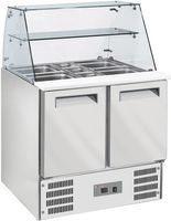 Diverso By Diamond Gekoelde Saladette met Gebogen Glas 2x GN 1/1 + 3x GN 1/6-150 mm + Reserve 2 Deuren GN 1/1 - WR-SAL6-L2