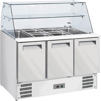 Diverso By Diamond Gekoelde Saladette met Gebogen Glas 4x GN 1/1-150 mm + Reserve 3 Deuren GN 1/1 - WR-SAL6-L3