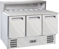 Diverso By Diamond 3-Deurs Koelwerkbank voor Pizza's GN 1/1, Gekoelde Structuur 8x GN 1/6-150 Mm - WR-SRP6-Z3