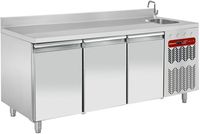 Geventileerde Koelwerkbank "muraal",  3 Deuren Gn 1/1, Met Spoelbak, Diamond Tg3n/ha-R2ev