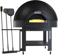 Diamond Statische Koepeloven, Vaste Bakplaat, 6 Pizza's (Ø 33) met Onderstel op Wielen - ZWART - TIBERIO-6E