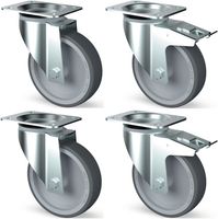 Set 4 Zwenkwielen In Rvs 2 Met Rem | Diamond | TIK4-L