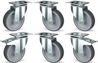 Set 6 Zwenkwielen In Rvs 2 Met Rem | Diamond | TIK6-L