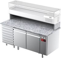 Diamond TPC-185/M5 Geventileerde koelwerkbank voor pizza met 2 deuren en 7 lades met werkblad in graniet (zonder groep)