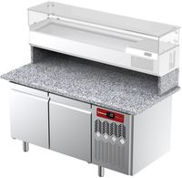 Diamond TPP-165/M1 Geventileerde koelwerkbank voor pizza met 2 deuren en werkblad in graniet.
