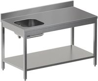 Diamond TV1471SD-ST7 Chef-tafel met onderblad, spoelbak links + achteropstand