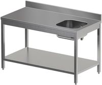 Diamond TV1871DD-ST8 Chef-tafel met onderblad, spoelbak rechts + achteropstand