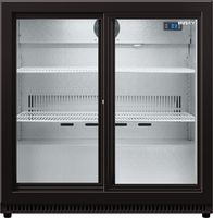 Backbar koeler - 2 deurs - schuifdeuren - zwart - deurslot - LED-verlichting -  ventitator - 0 – 10 ℃ -  elektronische thermostaat - Husky C2SLIDE-865-BK-NL-HU