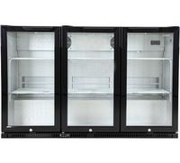 Backbar koeler - 3 deurs - zwart - deurslot - LED verlichting - ventitator - 0 – 10 ℃ - elektronische thermostaat - Husky C3-865-BK-NL-HU