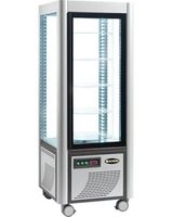 Koelvitrine geventileerd | H=184cm, 400L | 5 ronde plateaus | Wielen | Zilver | Scaiola | 595130