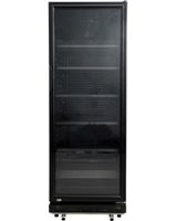 Koeler glasdeur 360L 671kWh 173x62cm zwart horeca 4 legplanken