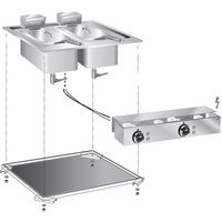 Gastro-Inox "drop-In" Friteuse 2x10 Liter, 60 cm 10kw, Met Aansluitblok, Gastro-Inox 160.522