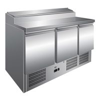 Gastro-Inox RVS Saladette Met 3 Deuren & 8x Gn1/6 Prepareer Unit, Geforceerd Gekoeld, Gastro-Inox 202.006