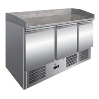Gastro-Inox RVS Werkbank Met 3 Deuren & Marmer Werkblad, Geforceerd Gekoeld, Gastro-Inox 202.008