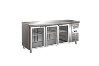 Gastro-Inox RVS GN Koelwerkbank met 3 Glasdeuren, Geforceerd Gekoeld - 202.232