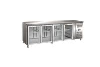 Gastro-Inox RVS GN Koelwerkbank met 4 Glasdeuren, Geforceerd Gekoeld - 202.242