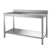 Gastro-Inox Werktafel van RVS met Onderblad en Achteropstand, 700(l)x700(d)x880(h)mm - 301.116