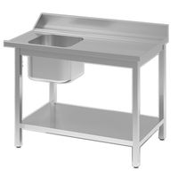 Aanvoertafel van Roestvast Staal AISI 304 met Spoelbak en Aansluiting L 1400(l)x700(d)x900(h)mm - 305.072