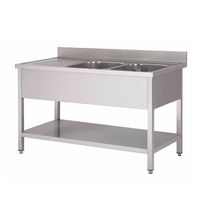 Spoelwerktafel van Roestvast Staal AISI 304 met 2 Spoelbakken R en Onderblad 1800(l)x700(d)x880(h)mm - 305.460