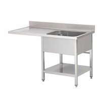 Gastro-Inox Spoeltafel Met Spoelbak R, Onderblad En Ruimte Voor Vaatwasser, 1200(l)mm, Gastro-Inox 305.513