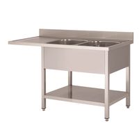 Gastro-Inox Spoeltafel Met 2 Spoelbakken R, Onderblad En Ruimte Voor Vaatwasser 1600(l)mm, Gastro-Inox 305.514
