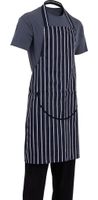Whites halterschort blauw-wit gestreept met zak | A535