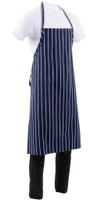 Chef Works Premium geweven schort blauw-wit gestreept | B249