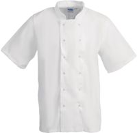 Whites Boston unisex koksbuis korte mouw wit M | B250-M